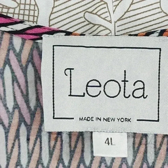 Leota Wrap Cap Sleeve Printed Women's Knee Dress Stretched 4X - Picture 7 of 9